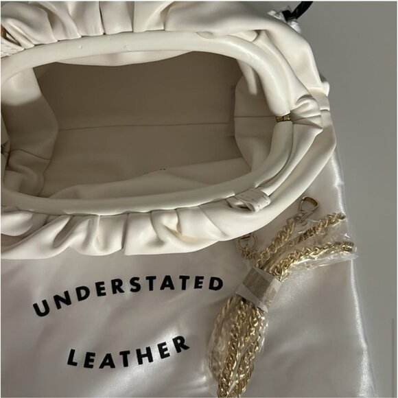 Understated Leather NWT Crescent Clutch Vegan Leather Ivory Detachable Crossbody - Picture 11 of 11